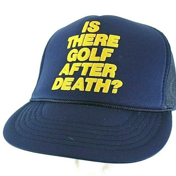 There Is Golf After Death? Black/Gold Baseball Cap - Picture 2 of 9